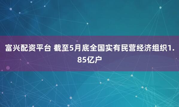 富兴配资平台 截至5月底全国实有民营经济组织1.85亿户