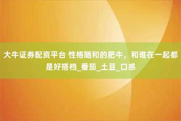 大牛证券配资平台 性格随和的肥牛,和谁在一起都是好搭档_番茄_土豆_口感
