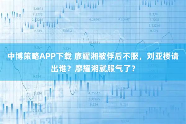 中博策略APP下载 廖耀湘被俘后不服，刘亚楼请出谁？廖耀湘就服气了？