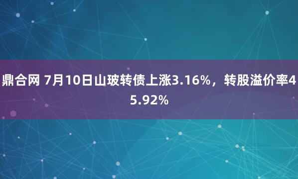 鼎合网 7月10日山玻转债上涨3.16%，转股溢价率45.92%