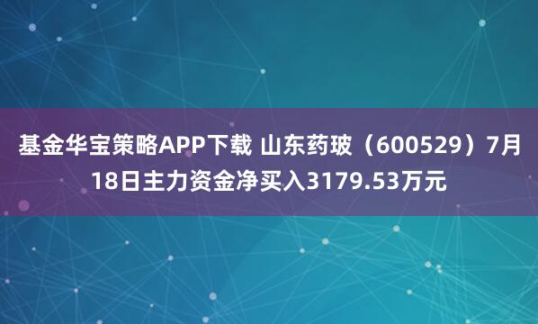 基金华宝策略APP下载 山东药玻（600529）7月18日主力资金净买入3179.53万元