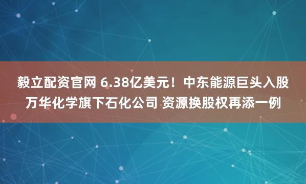 毅立配资官网 6.38亿美元！中东能源巨头入股万华化学旗下石化公司 资源换股权再添一例